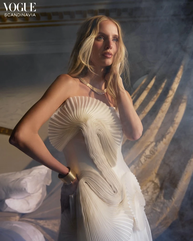 Leonie Hanne Dazzles in Custom Gowns for Vogue’s Digital Cover