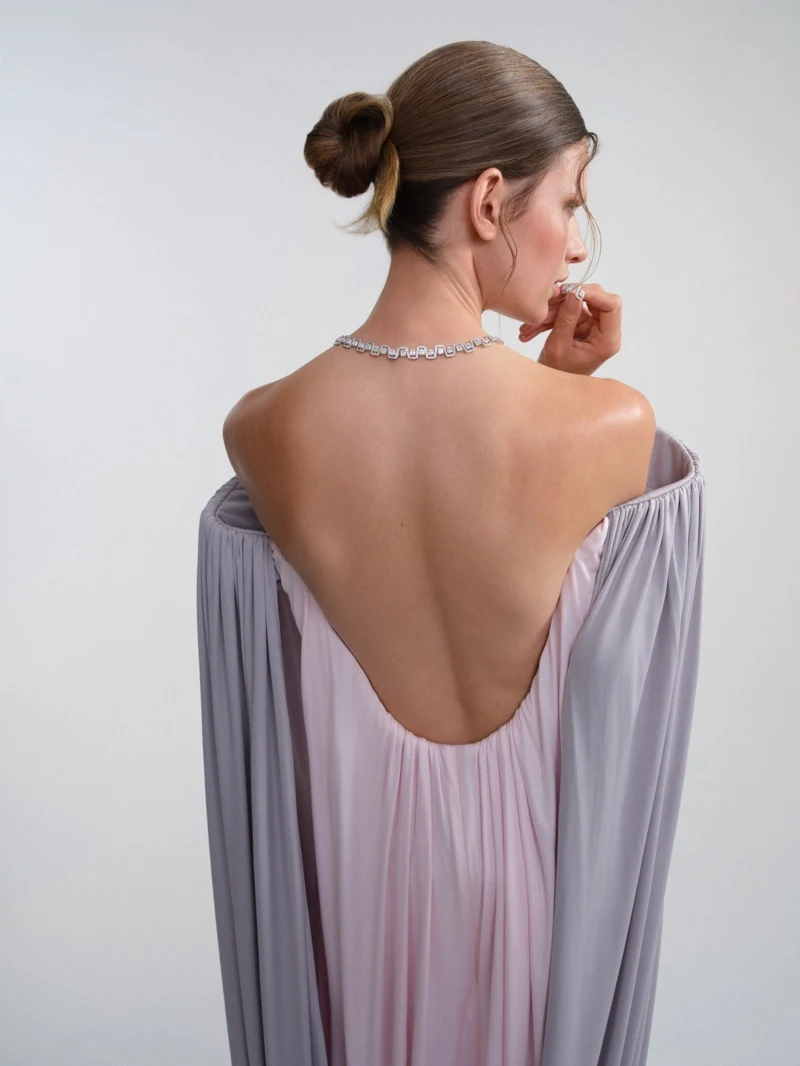 Bette Franke with sleek twisted bun styled by Oliver Lebrun for ELLE Germany