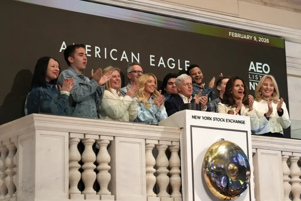 Sydney Sweeney ringing the NYSE opening bell in denim