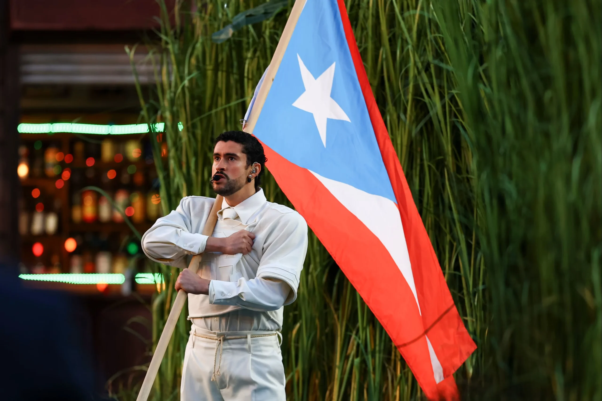 Puerto Rico light blue independence flag in halftime show