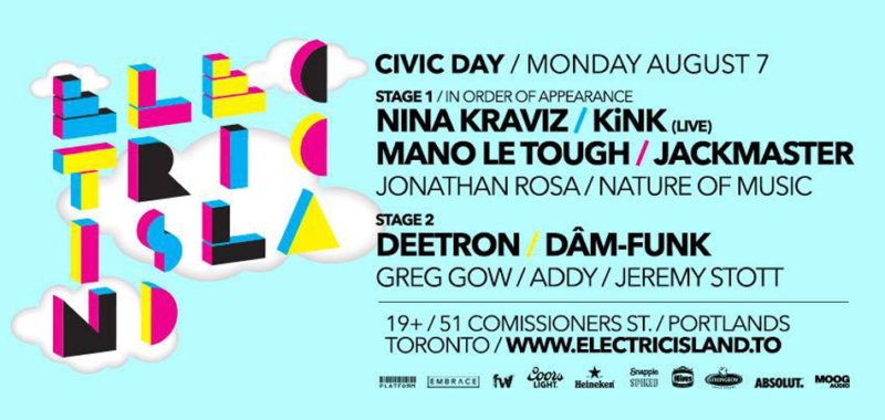 Win 2 VIP Tickets to Electric Island: Nina Kraviz, KiNK (Live), & Mano Le Tough Giveaway