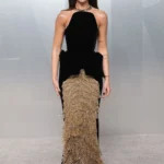 Dua Lipa Schiaparelli gold fringe gown Vanity Fair Oscar Party 2026