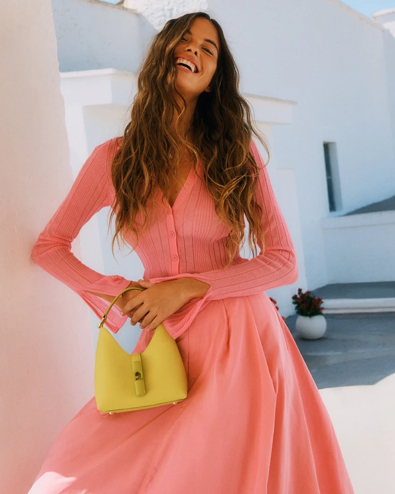 Furla Last Summer in Ostuni campaign model Lia coastal look