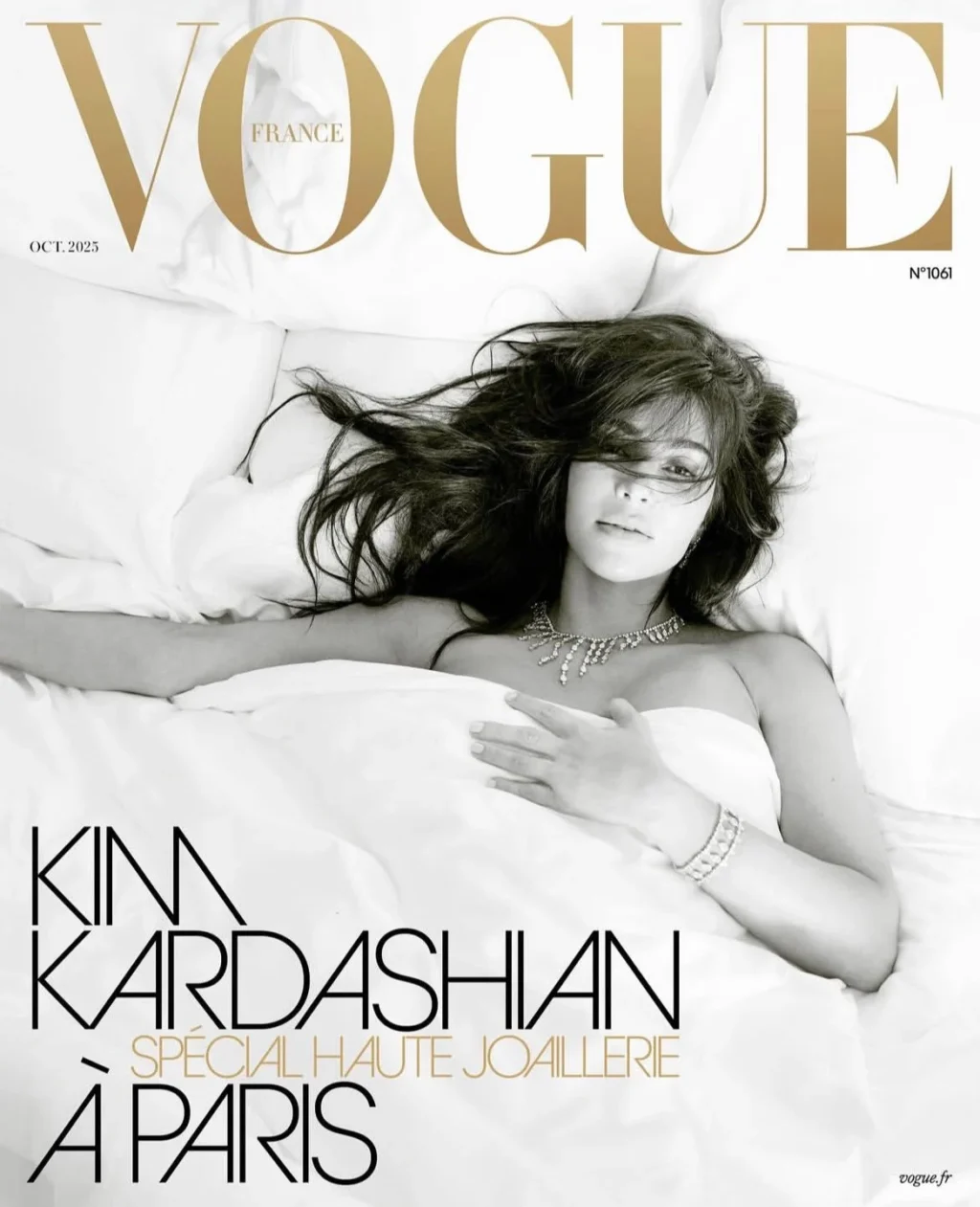 Kim Kardashian covers French Vogue wearing Cartier diamond jewelry