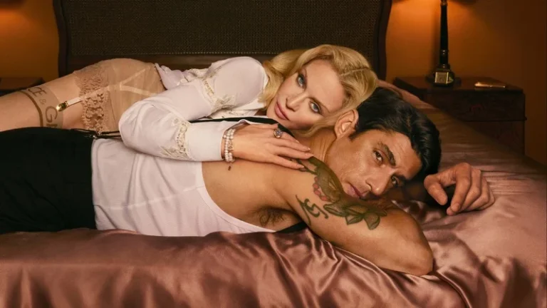 Madonna posing with Alberto Guerra in The One fragrance advertisement