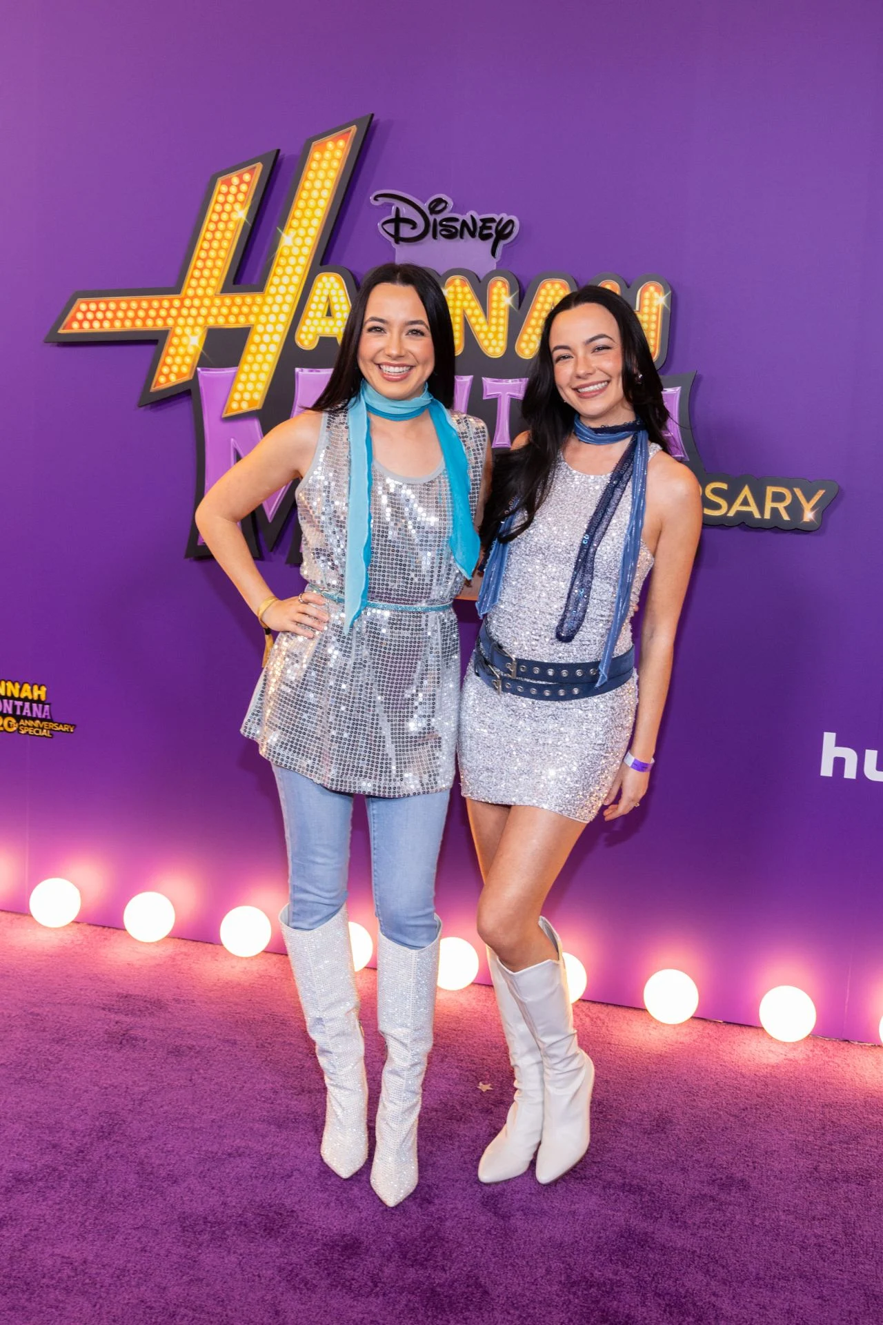 Merrell twins coordinated silver dresses white boots red carpet
